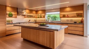 Eco-friendly kitchen with bamboo and other ecological materials